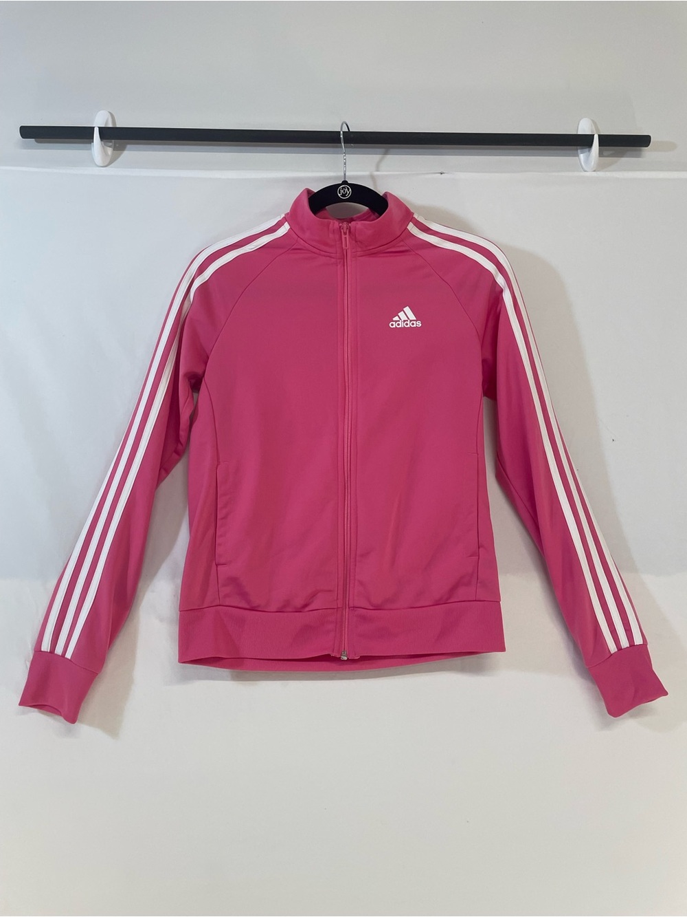 adidas Hot Pink Track Jacket with White Stripes small Retro 70s Disco Barbie SM